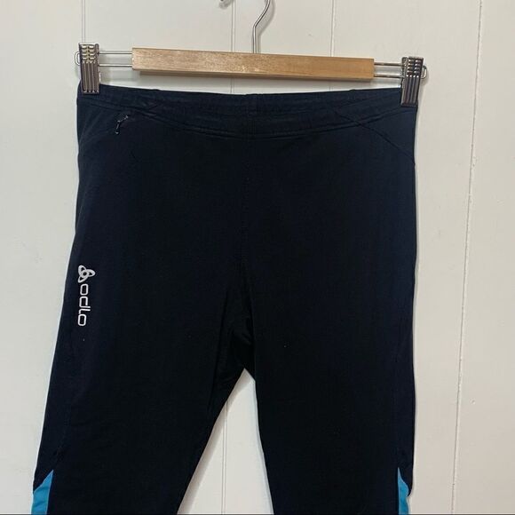 Womens ODLO Essential 3/4 Running Tight Capri Legging Black Turquoise Sz Medium - Picture 3 of 8